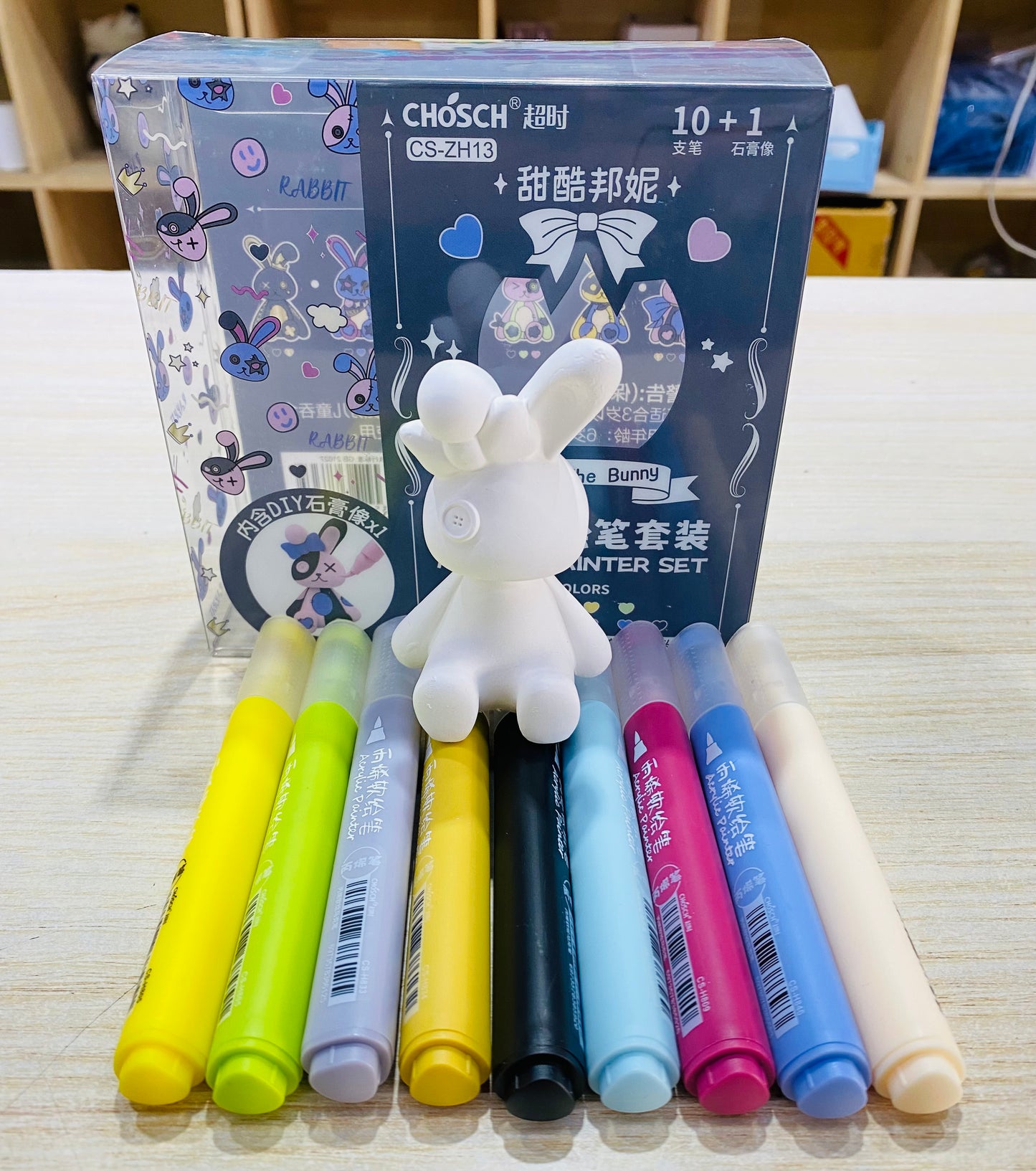 Set de marcadores acrílicos con muñeco de cerámica