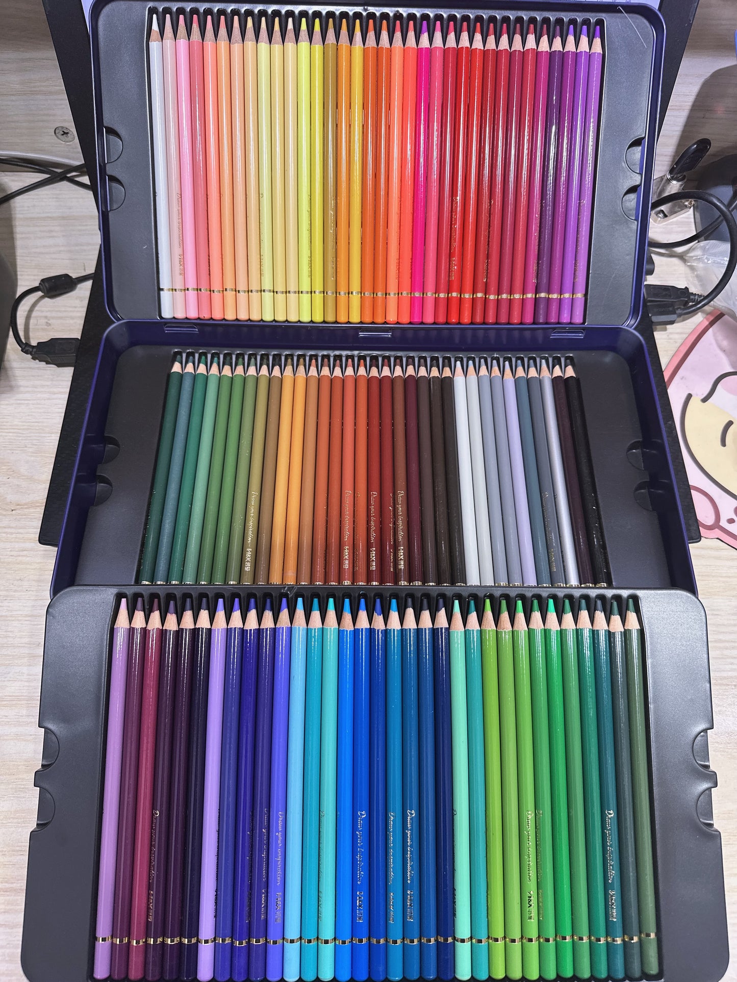 Lápices de colores 100C en caja de hojalata para estudiantes de arte, lápices de colores a base de aceite y solubles en agua.