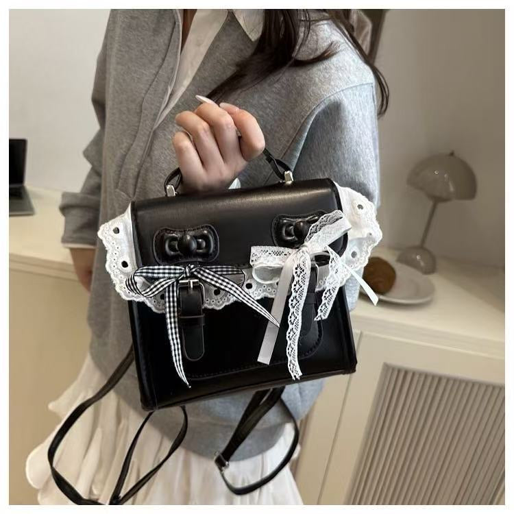 Mini Mochila Mujer Coquette Con Lazos Y Encaje PU