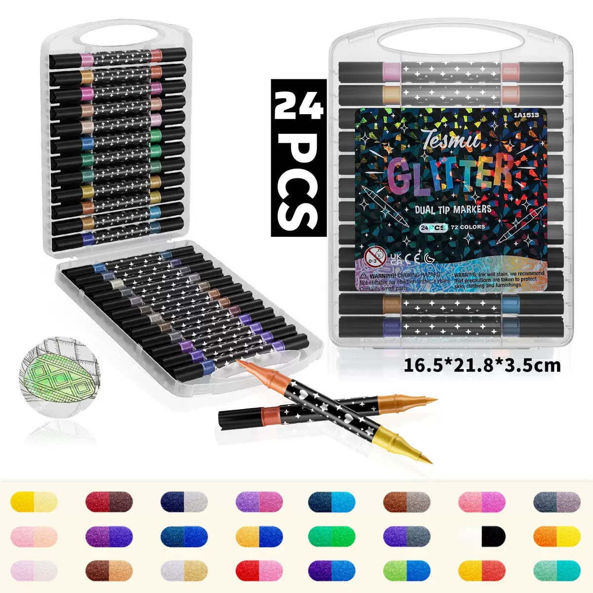 Graffiti metálico de doble extremo 12 24 36 48
colores marcadores de brillo