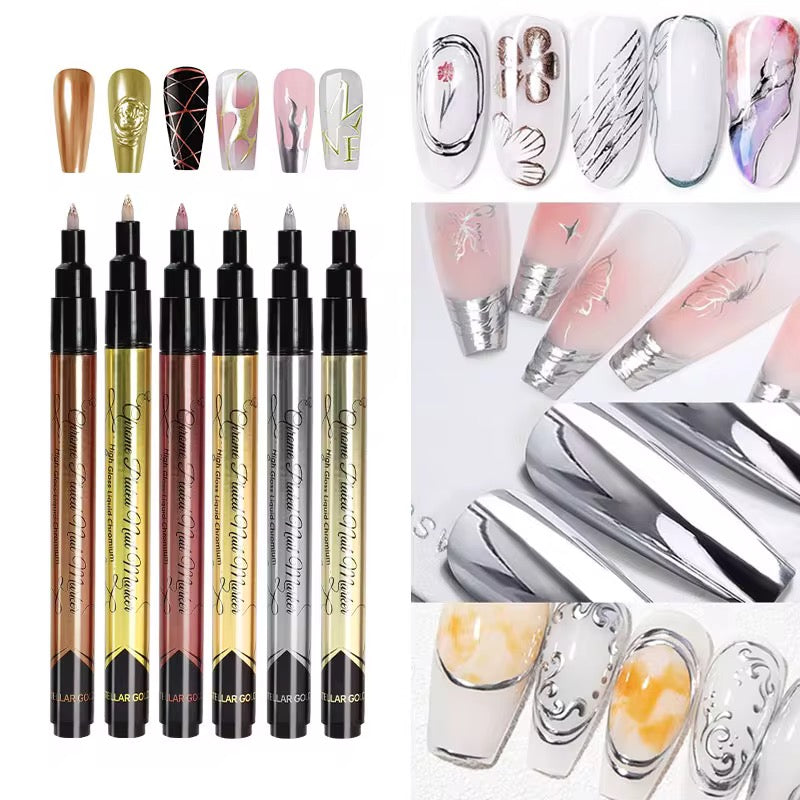 LAPIZ PARA UÑAS 6COLORES METÁLICOS R-7