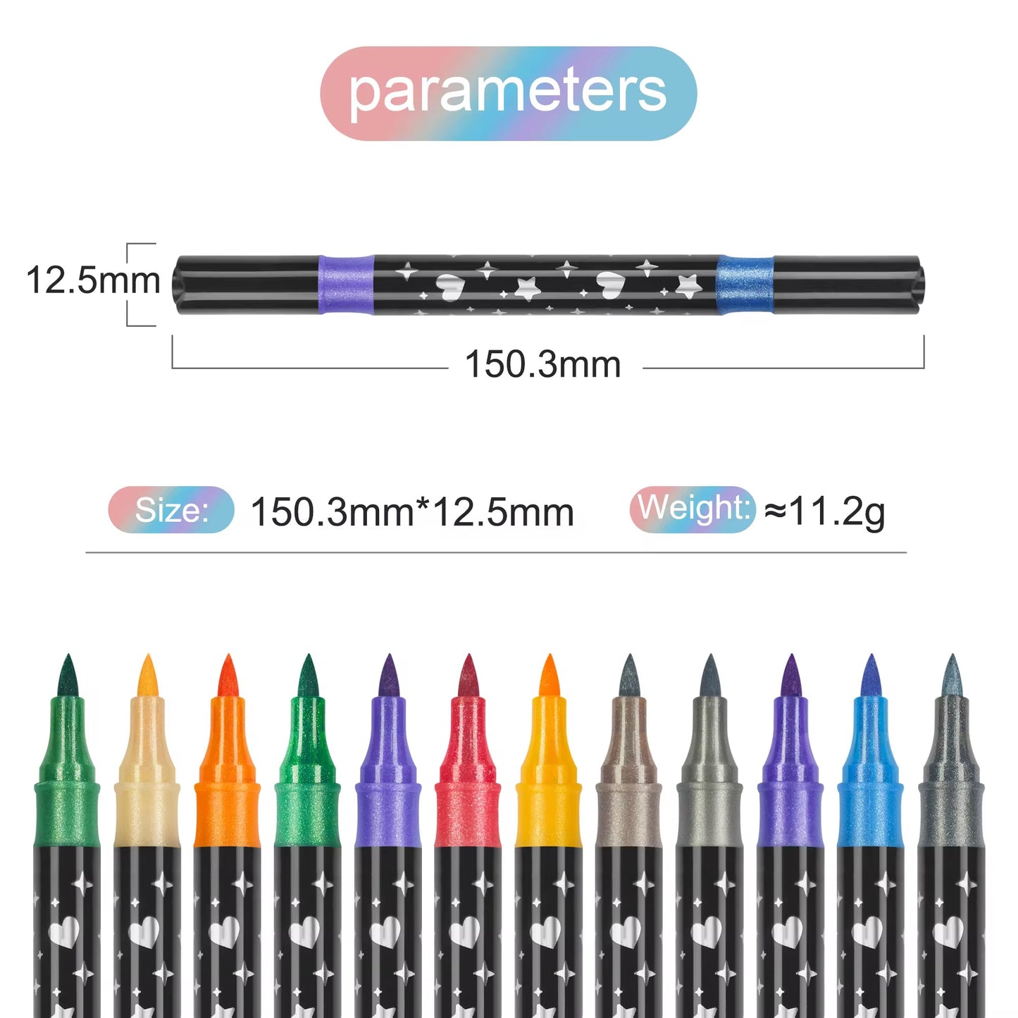 Graffiti metálico de doble extremo 12 24 36 48
colores marcadores de brillo