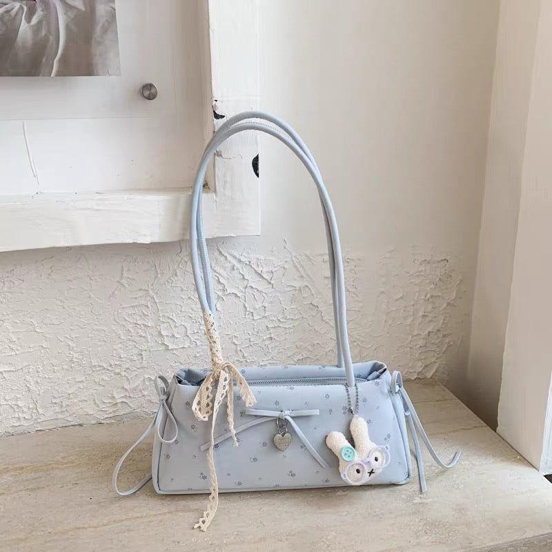 Bolso De Hombro Floral Con Lazos Y Colgante De Conejo W-2