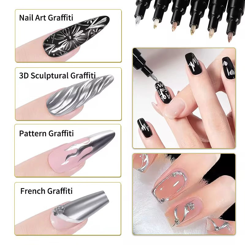 LAPIZ PARA UÑAS 6COLORES METÁLICOS R-7