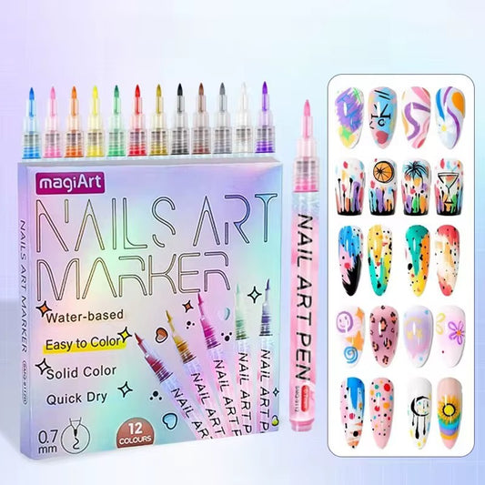 LAPIZ PARA UÑAS 0.7mm 12COLORES  D-2