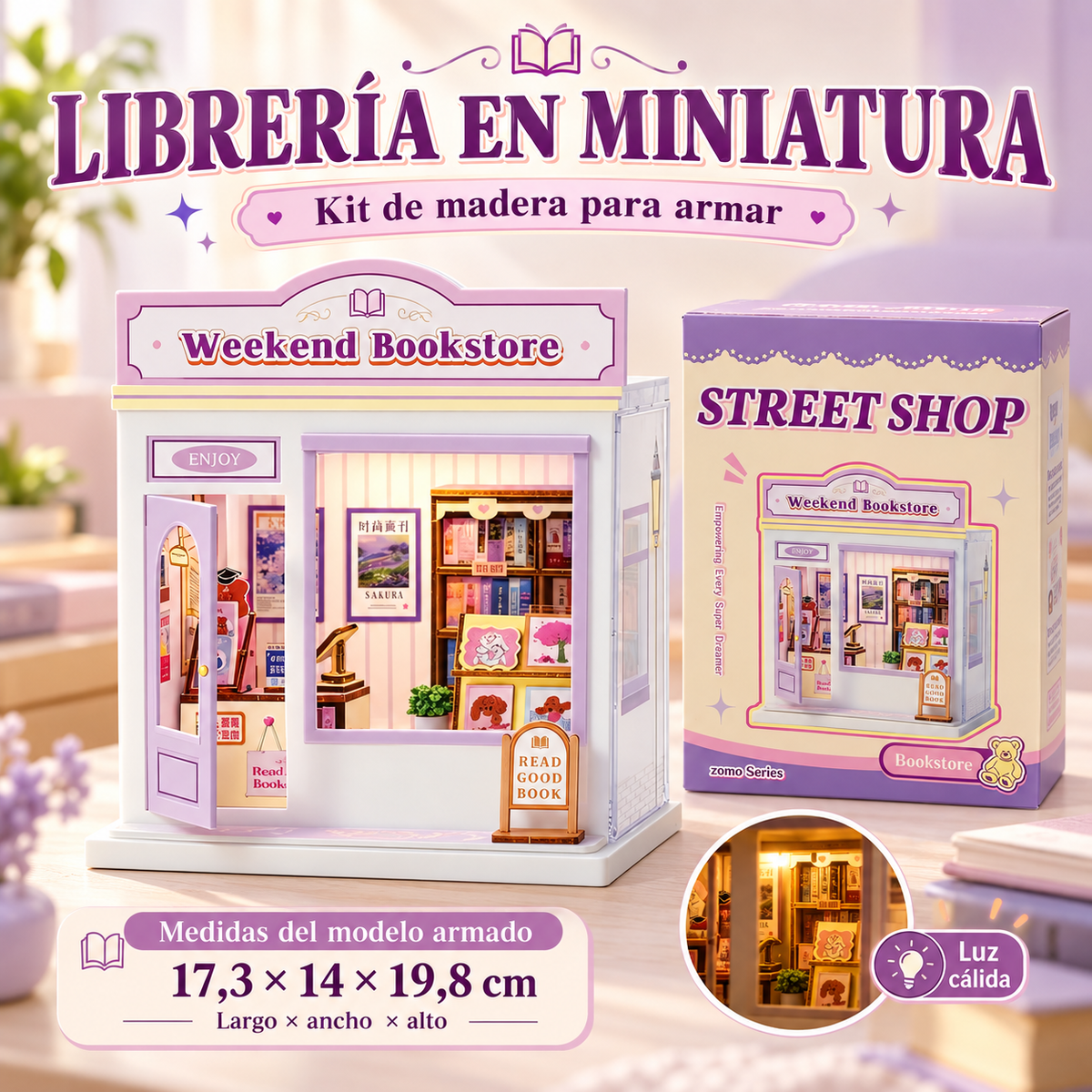 Casa Miniatura DIY Pastelería De Madera Para Armar Con Luz