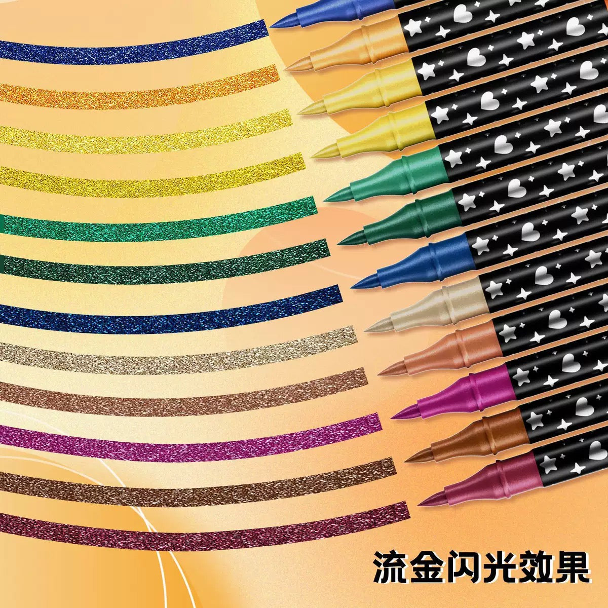 Graffiti metálico de doble extremo 12 24 36 48
colores marcadores de brillo