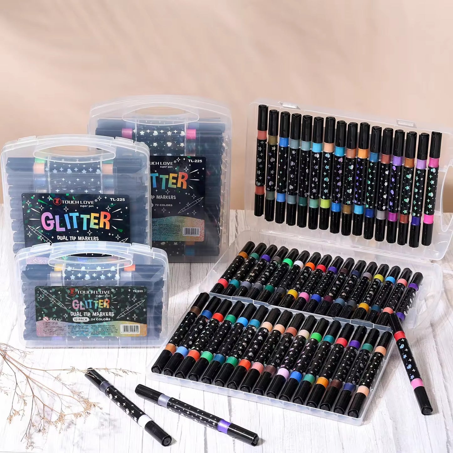 Graffiti metálico de doble extremo 12 24 36 48
colores marcadores de brillo