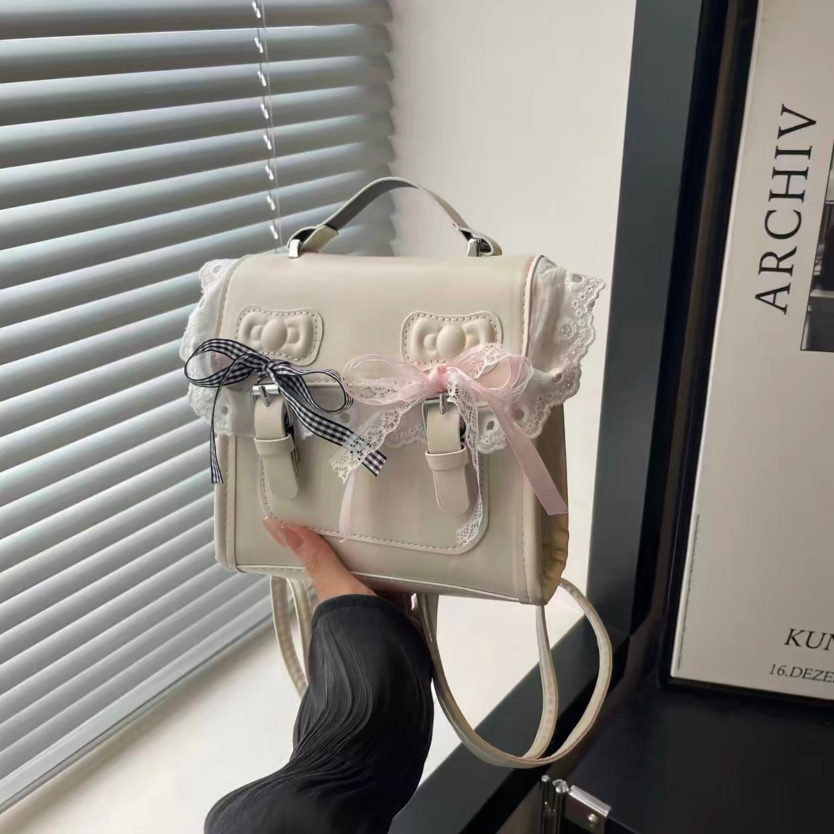 Mini Mochila Mujer Coquette Con Lazos Y Encaje PU