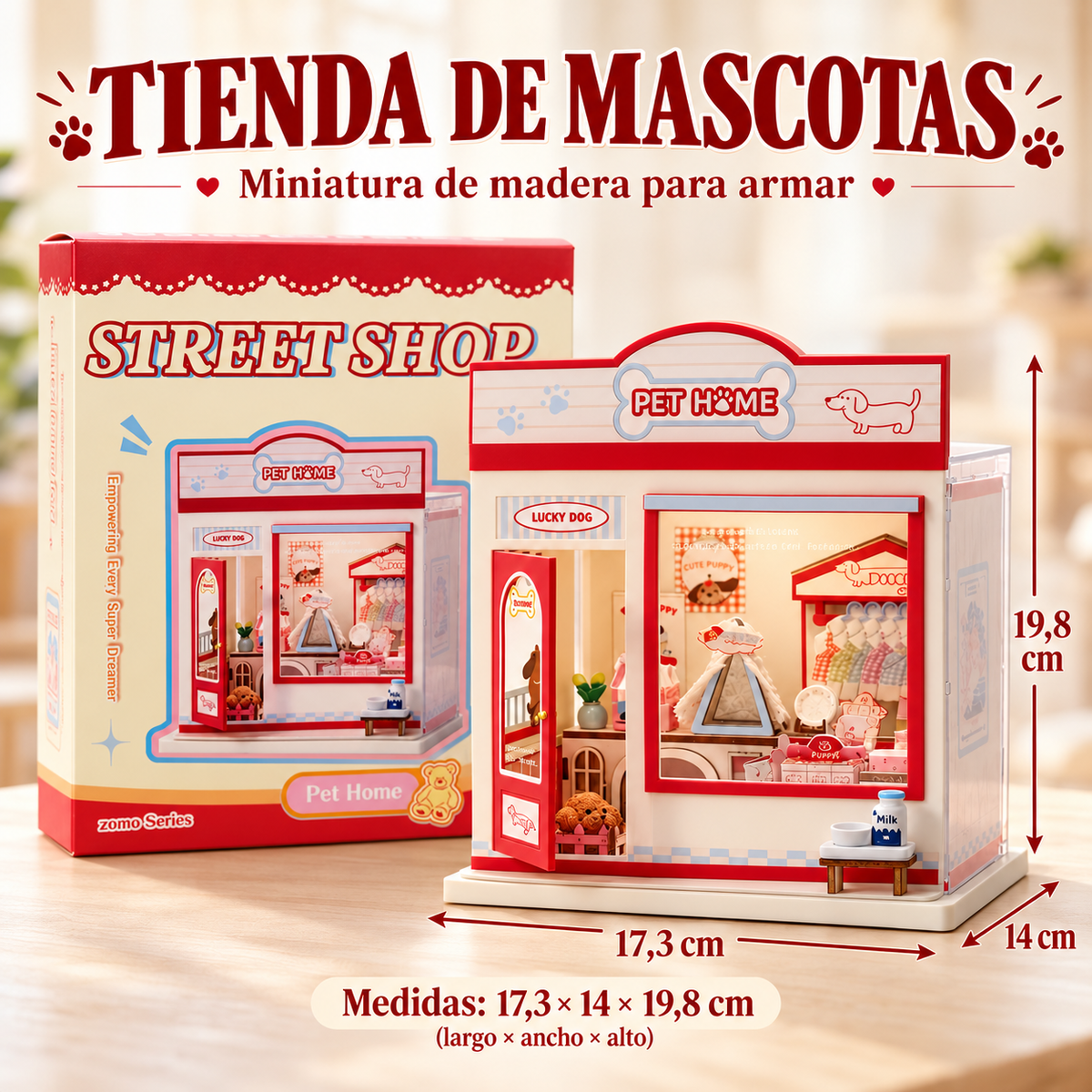 Casa Miniatura DIY Pastelería De Madera Para Armar Con Luz