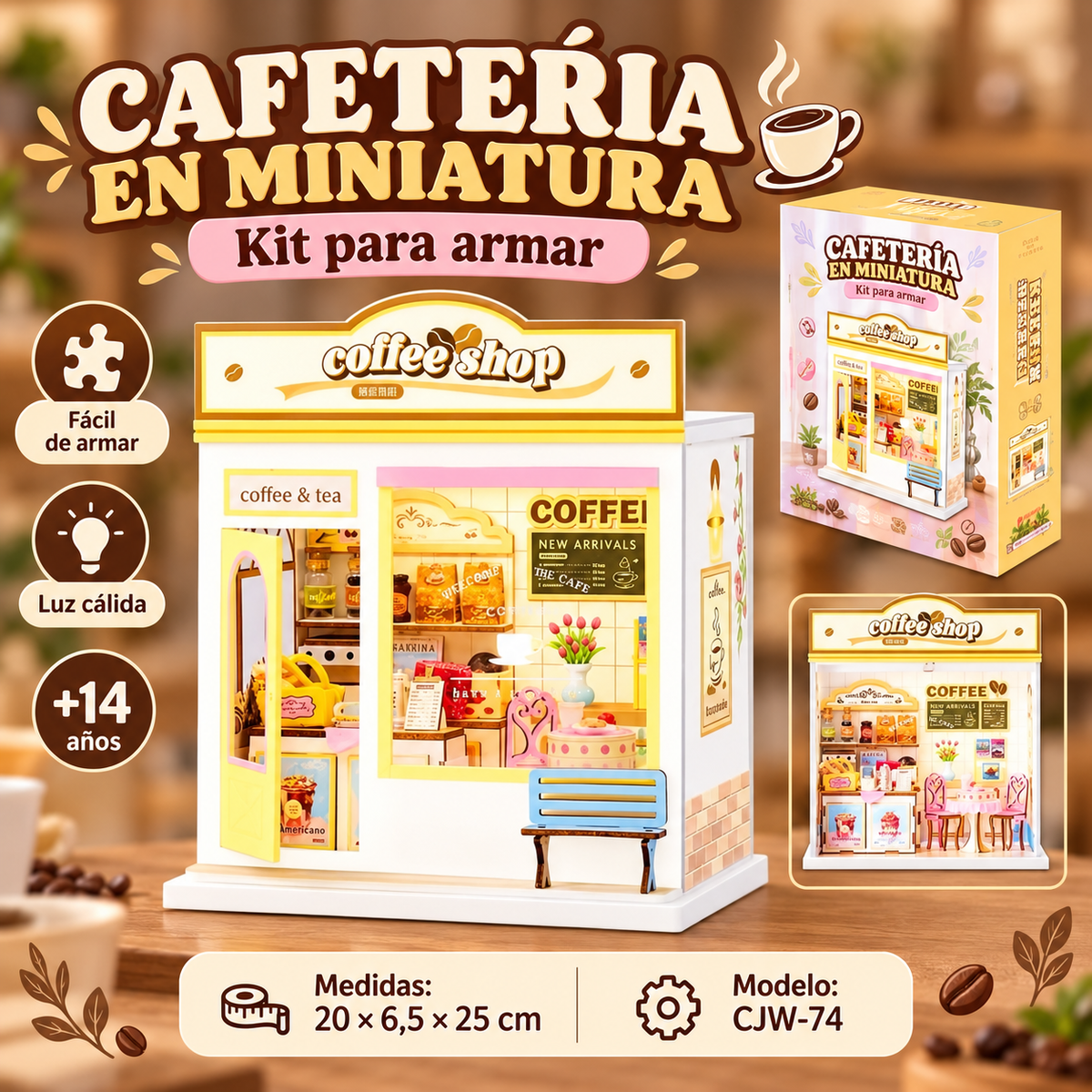 Casa Miniatura DIY Pastelería De Madera Para Armar Con Luz