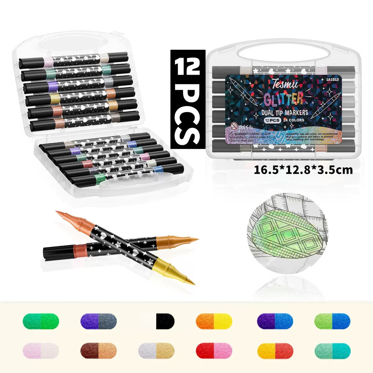 Graffiti metálico de doble extremo 12 24 36 48
colores marcadores de brillo