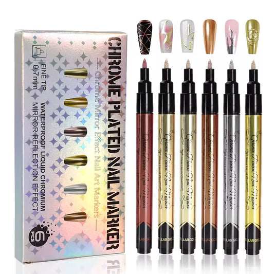 LAPIZ PARA UÑAS 6COLORES METÁLICOS R-7