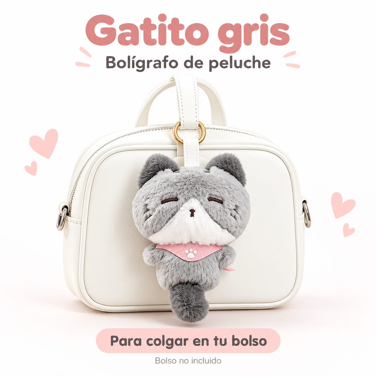 Lápiz de Peluche Gatito con Aro para Colgar
