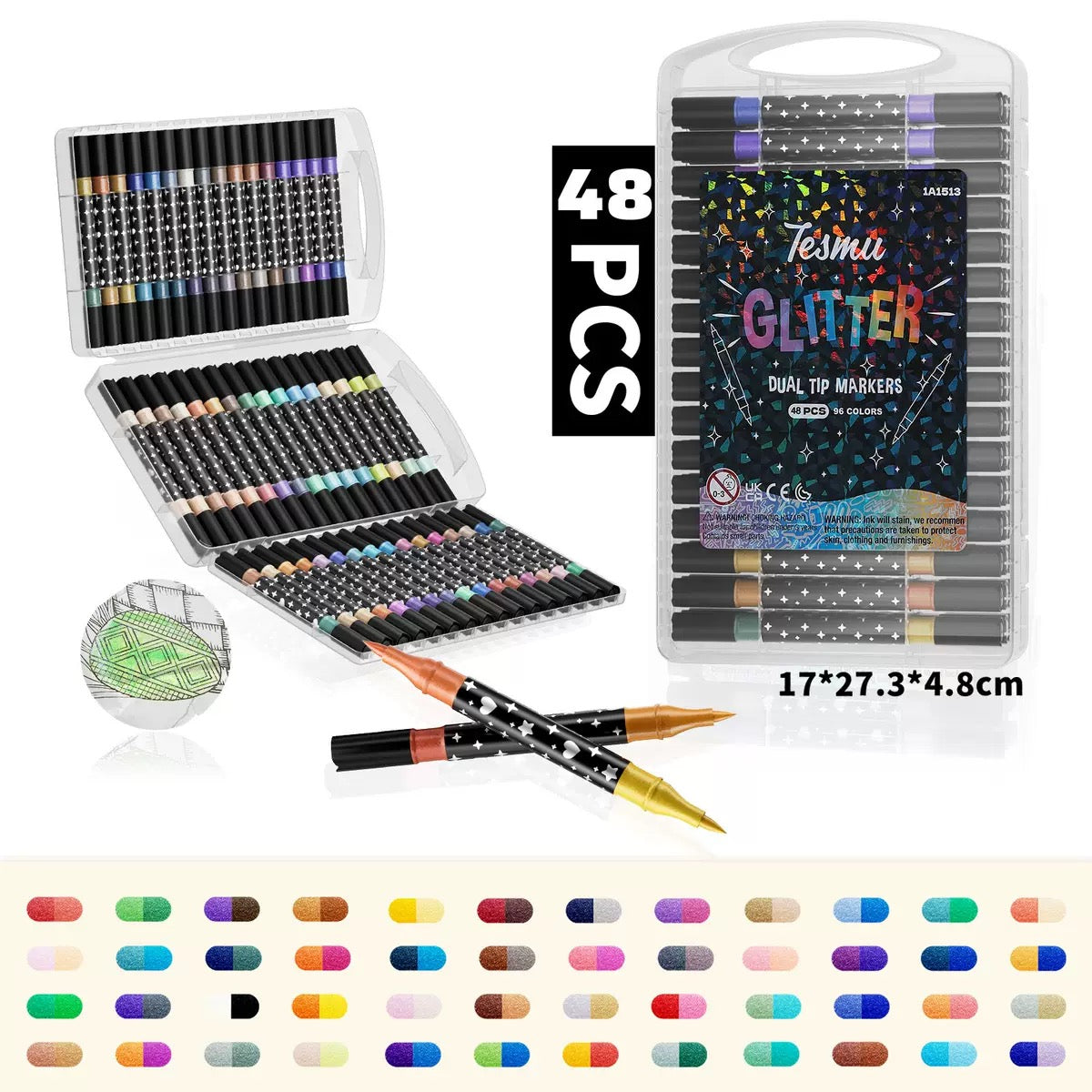 Graffiti metálico de doble extremo 12 24 36 48
colores marcadores de brillo