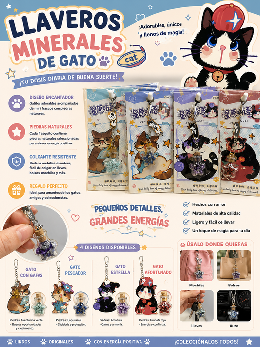 Mini colgante de gato con cristal X4U