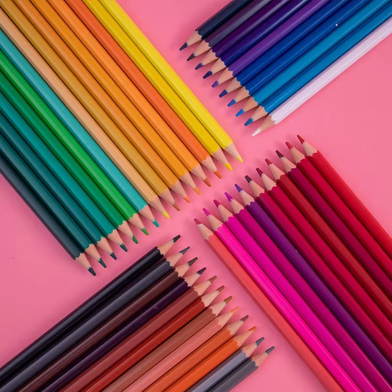 Lápices de colores 72C en caja de hojalata para estudiantes de arte, lápices de colores a base de aceite y solubles en agua.