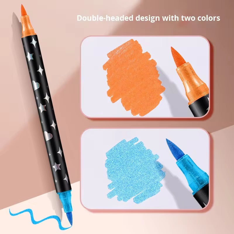 Graffiti metálico de doble extremo 12 24 36 48
colores marcadores de brillo