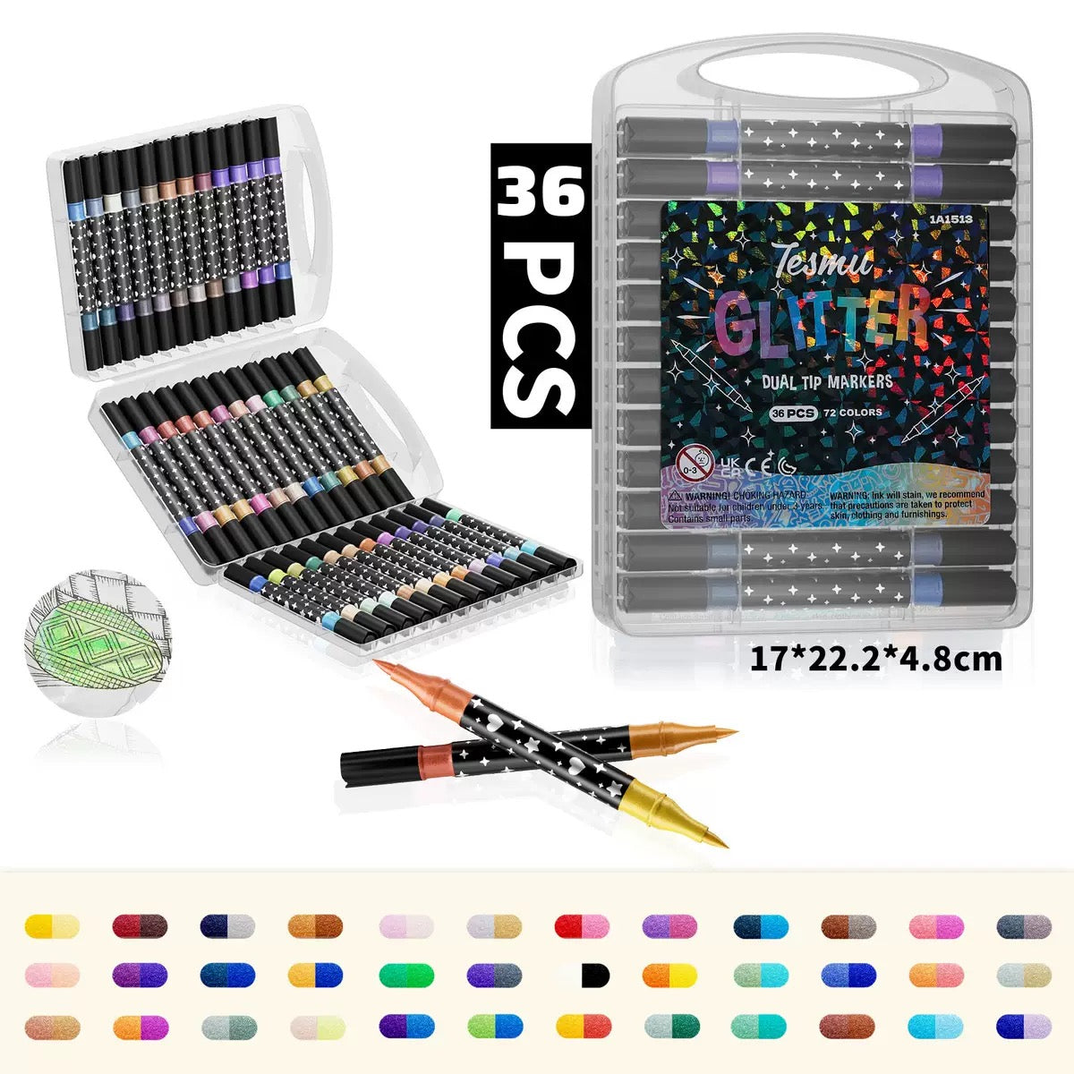 Graffiti metálico de doble extremo 12 24 36 48
colores marcadores de brillo