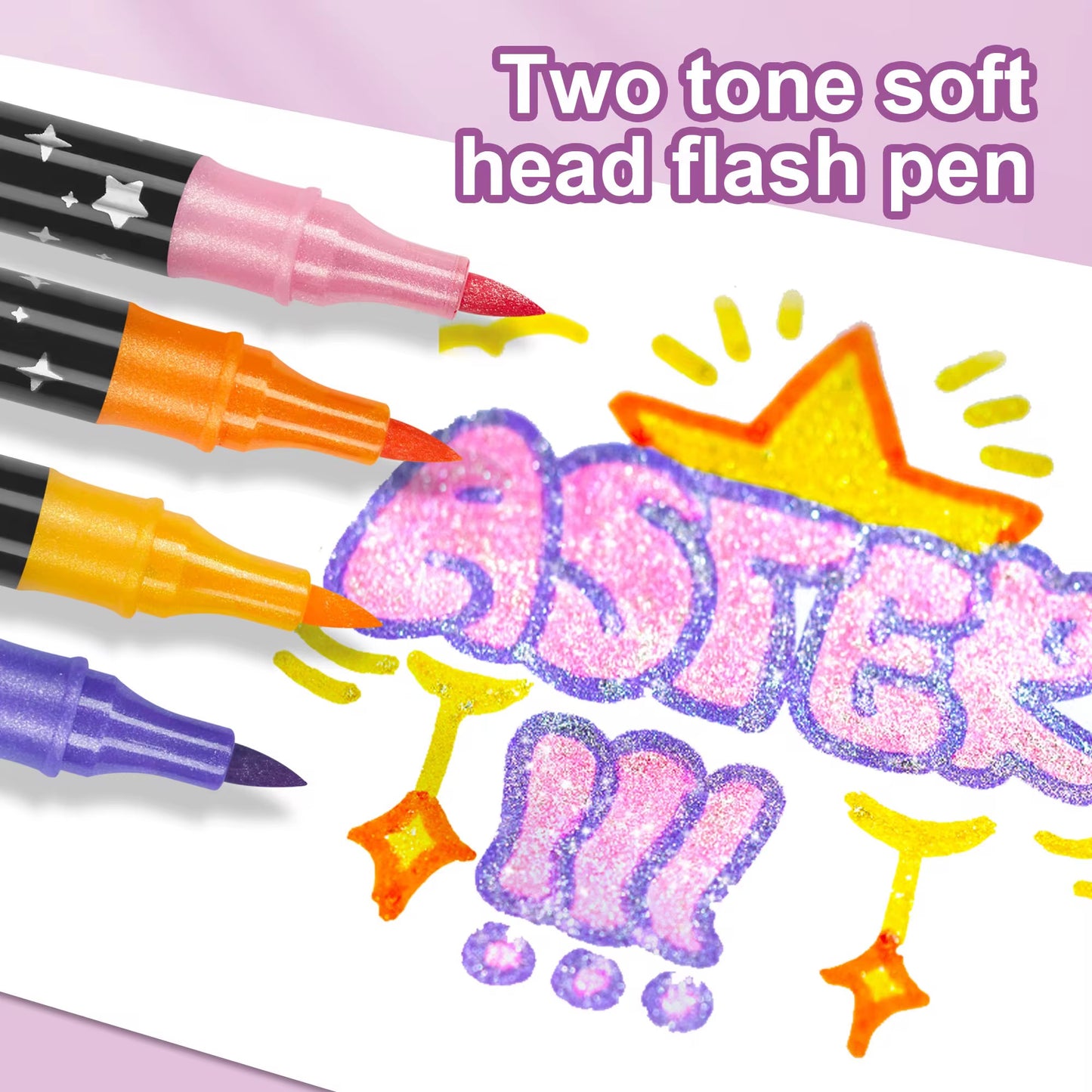 Graffiti metálico de doble extremo 12 24 36 48
colores marcadores de brillo