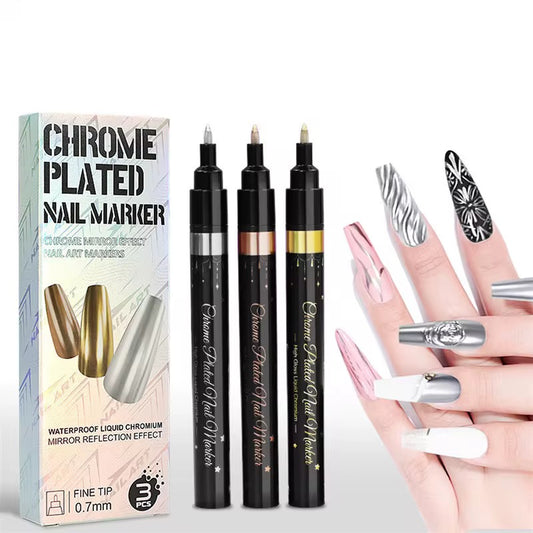 LAPIZ PARA UÑAS 3Colores METÁLICOS R-6