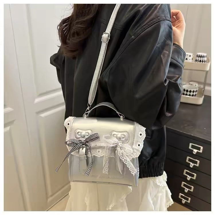 Mini Mochila Mujer Coquette Con Lazos Y Encaje PU
