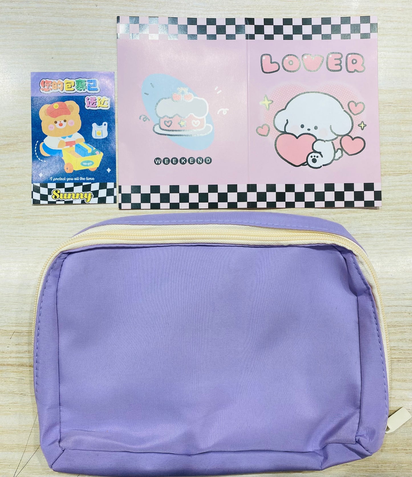 Bolso morado y azul