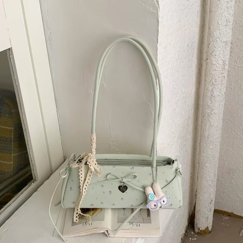Bolso De Hombro Floral Con Lazos Y Colgante De Conejo W-2