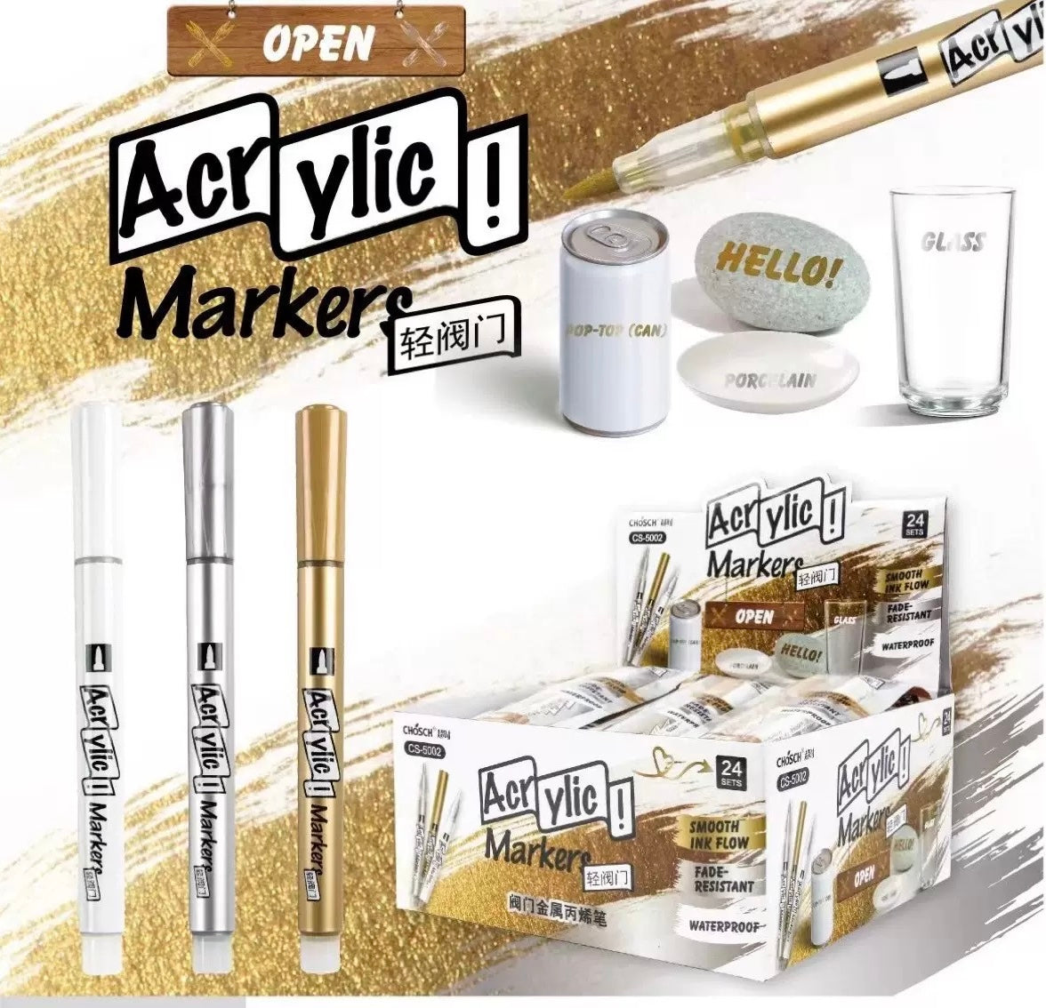 Set marcadores acrílicos X3PCS （A-12）