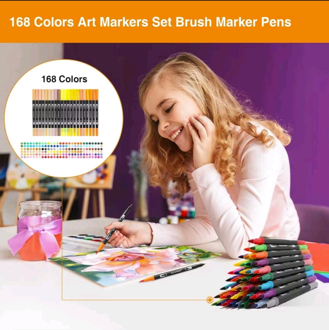 Marcadores Doble Punta  168pcs