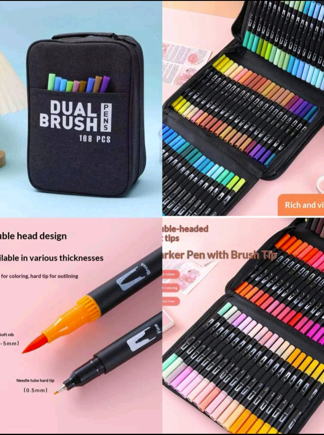 Marcadores Doble Punta  168pcs
